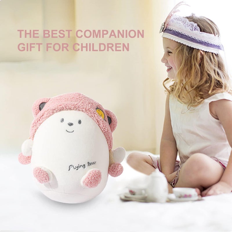 stocaggio Kids Travel Pillow - 2-in-1 Deformable Kids Neck Pillow for Traveling, Soft U-Shaped Pillow with Adorable Animal Design, Comfy Sleep and Play, Ideal for Airplanes and Cars - Pink Bear - Image 2